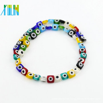 Großhandel Murano Glasperle Y0007 Flat Square Türkei Evil Eye Perlen für DIY Schmuck Armband machen